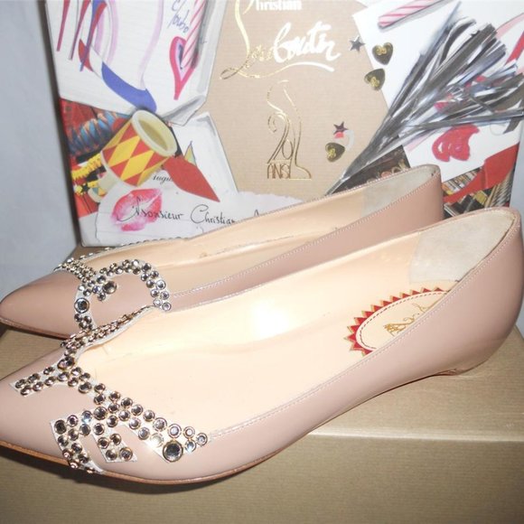Christian Louboutin PIGALOVE 20ANS Patent Leather Crystal Flat Shoes - Picture 6 of 12